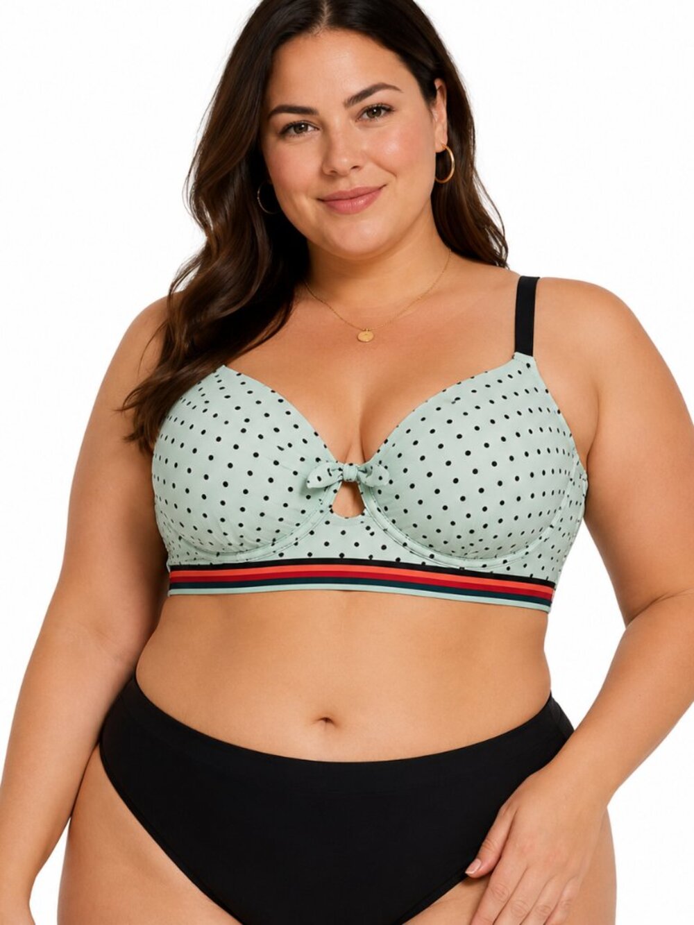 Swim by Cacique Plus Size Polka Dot Bikini Top 46DDD Underwire Retro Swim